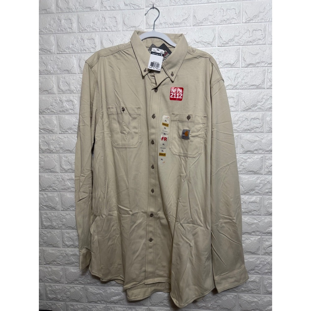 Carhartt Force FR Flame Resistant Khaki Shirt XL‎ 101698 261 NFPA 2112 NWT Men's